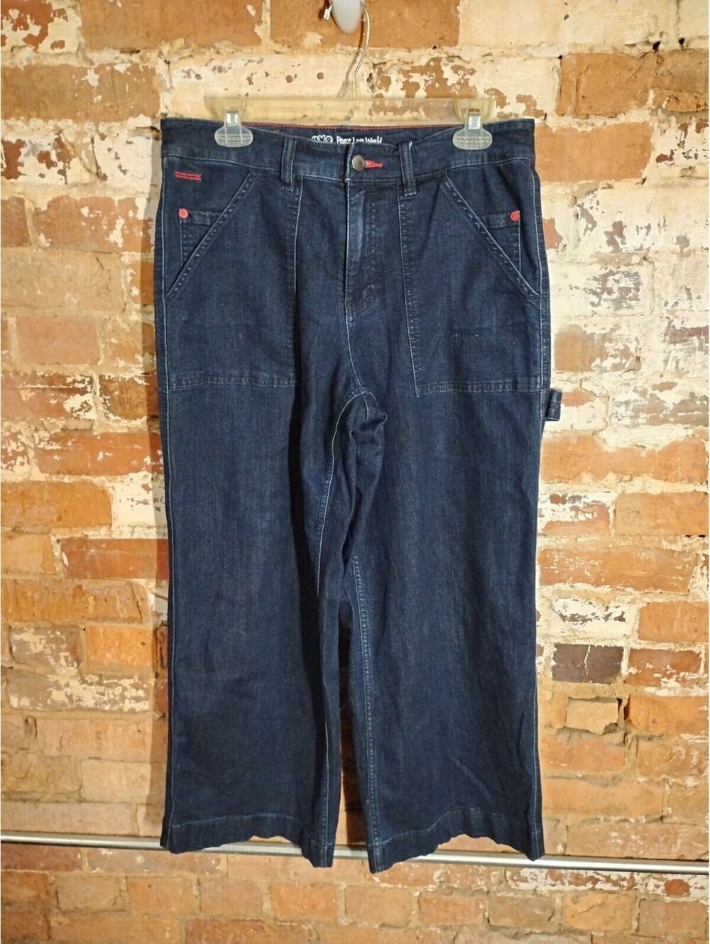 Peace Love World Jeans Wide Leg Dark Wash Stretch Women's Size 10 Petite